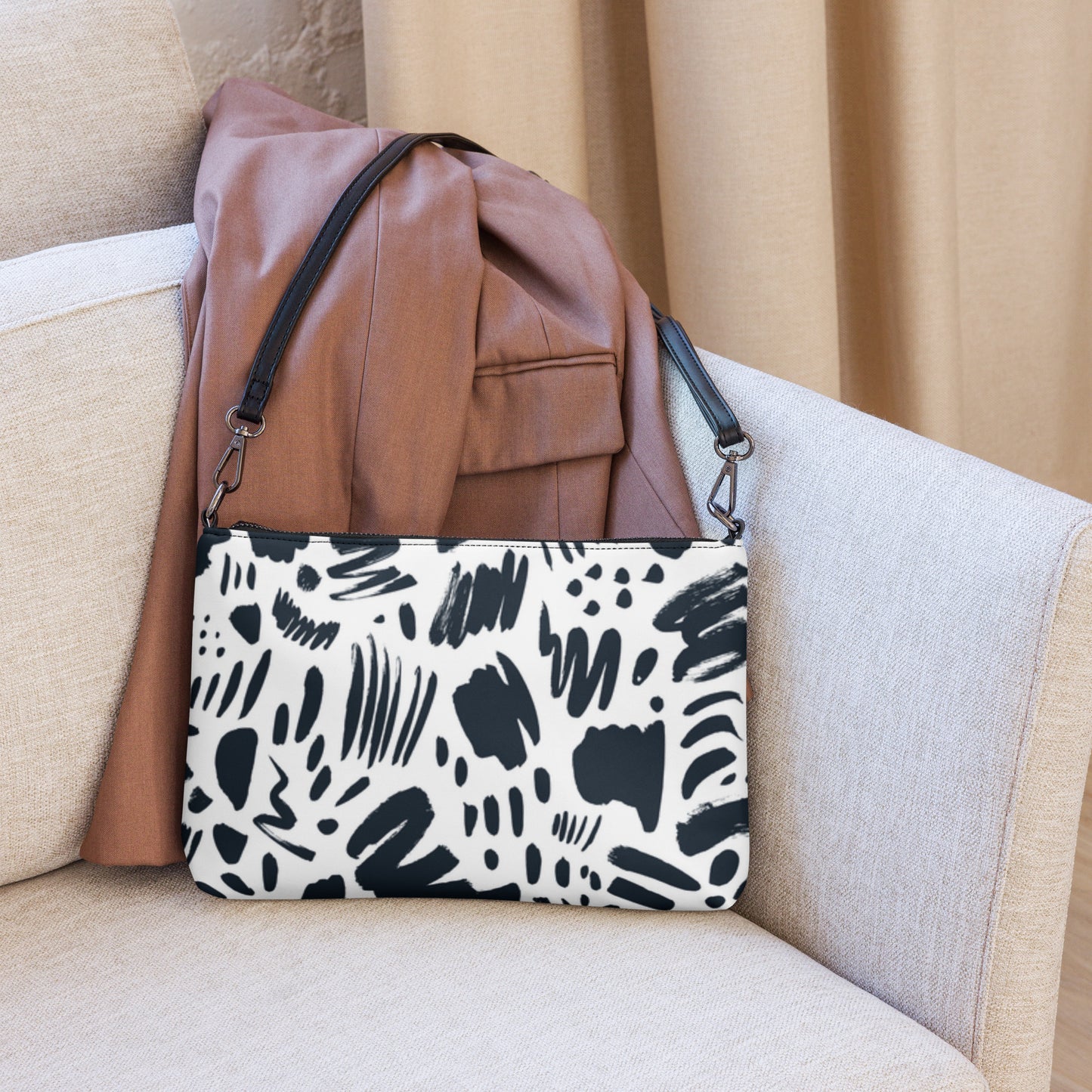 Black and White Print Crossbody bag