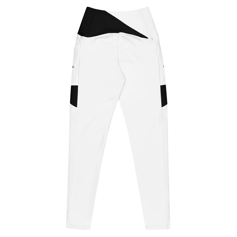 Black and White Fitness Girl Crossover leggings with pockets