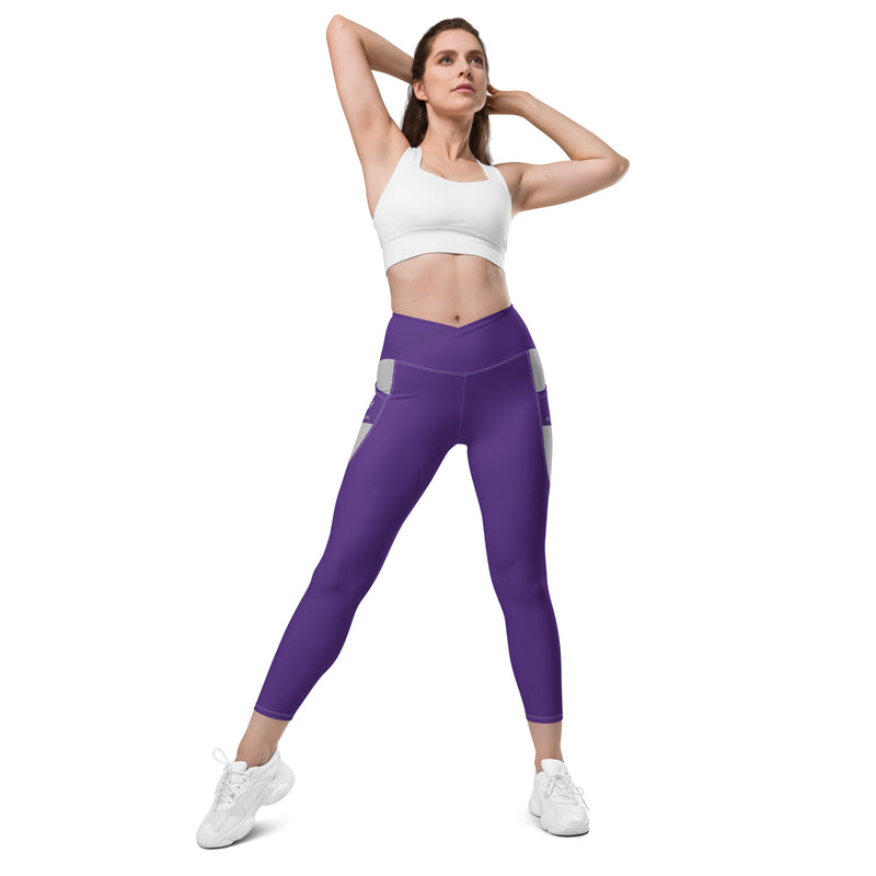 Purple Fitness Girl Crossover leggings with pockets