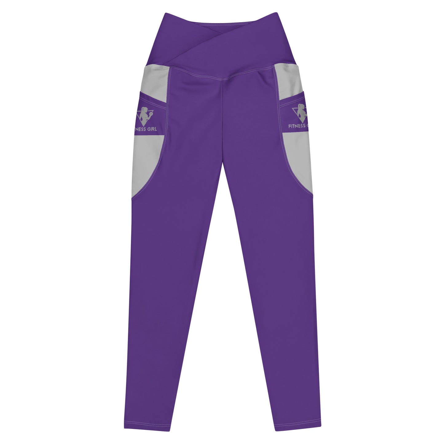 Purple Fitness Girl Crossover leggings with pockets