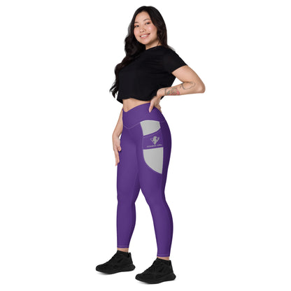 Purple Fitness Girl Crossover leggings with pockets