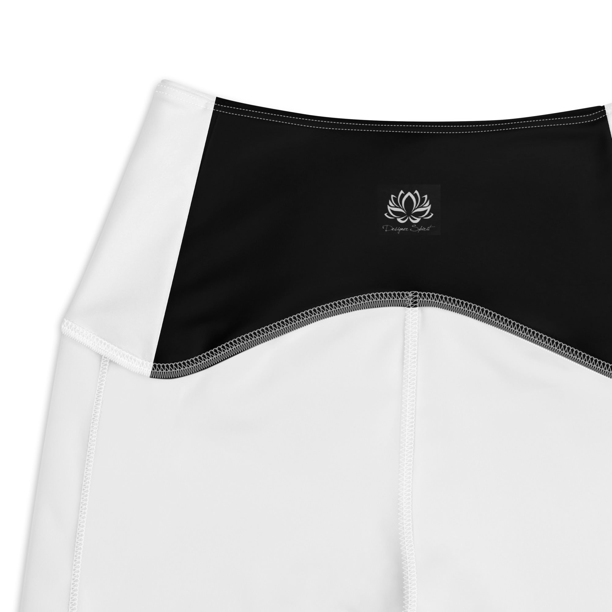 Black and White Fitness Girl Crossover leggings with pockets