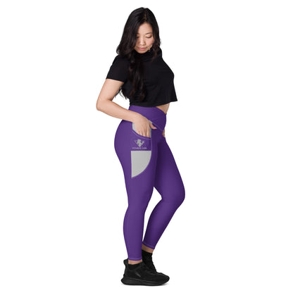 Purple Fitness Girl Crossover leggings with pockets