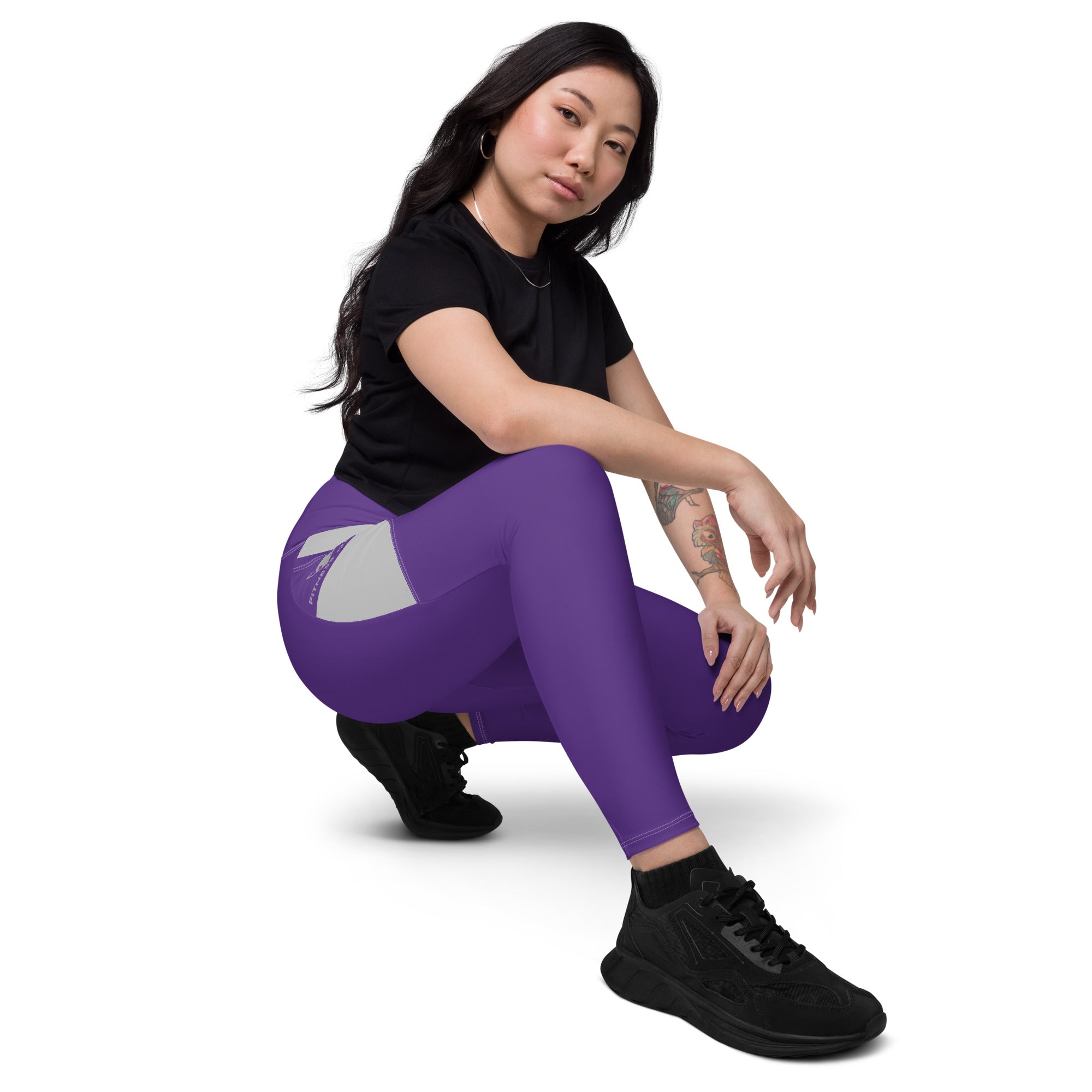 Purple Fitness Girl Crossover leggings with pockets