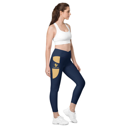 Navy Blue Fitness Girl Crossover leggings with pockets