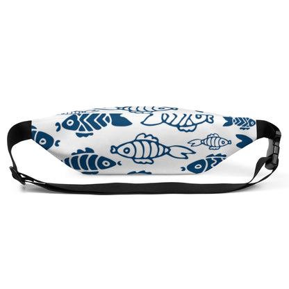 Blue Fish Print Fanny Pack