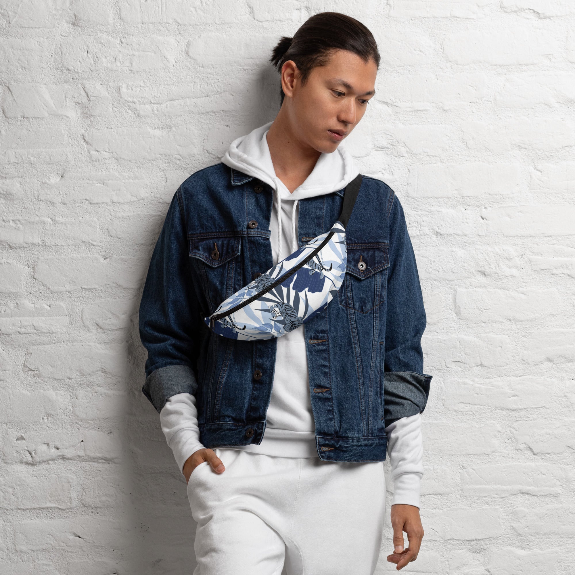 Blue Tiger Print Fanny Pack