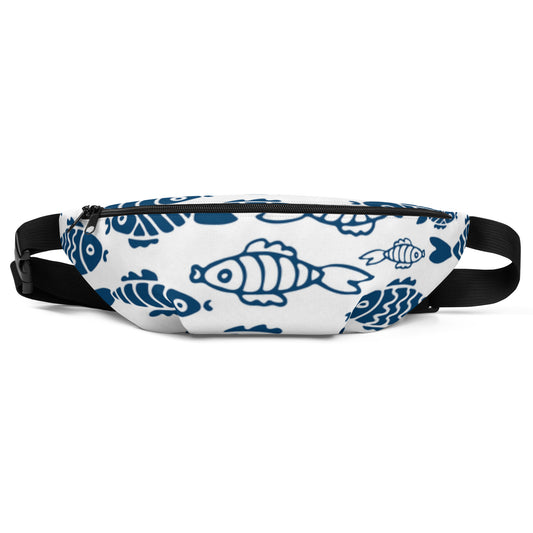 Blue Fish Print Fanny Pack