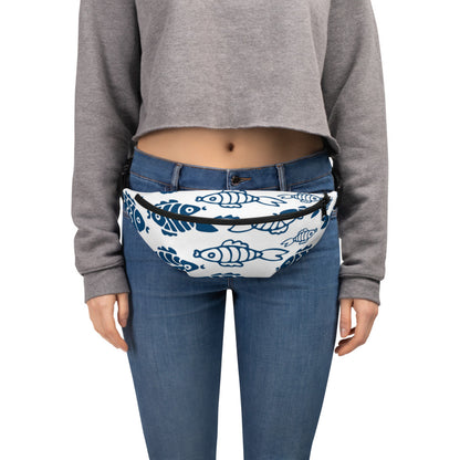 Blue Fish Print Fanny Pack