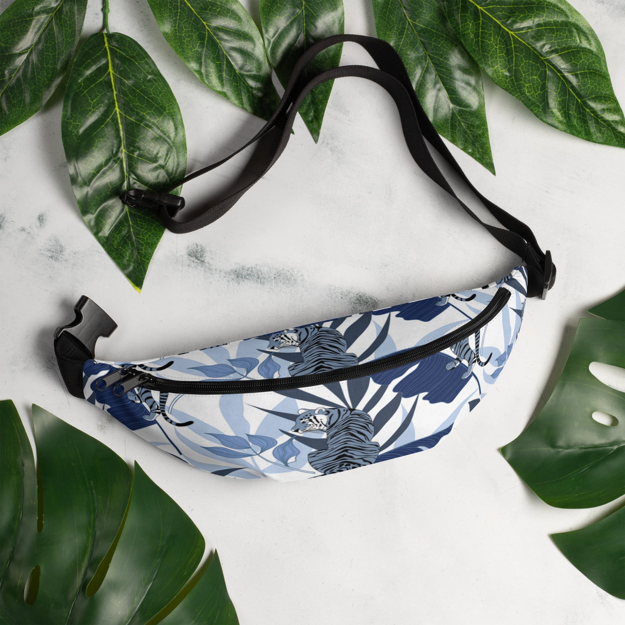Blue Tiger Print Fanny Pack