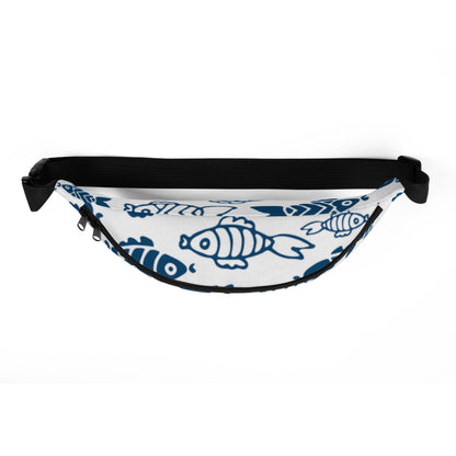 Blue Fish Print Fanny Pack