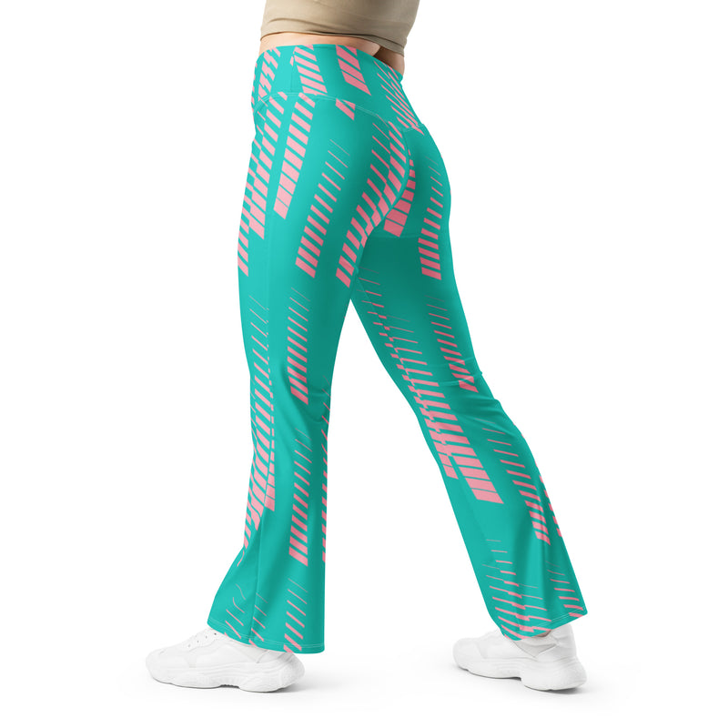 Multi print Pink Accent Flare leggings