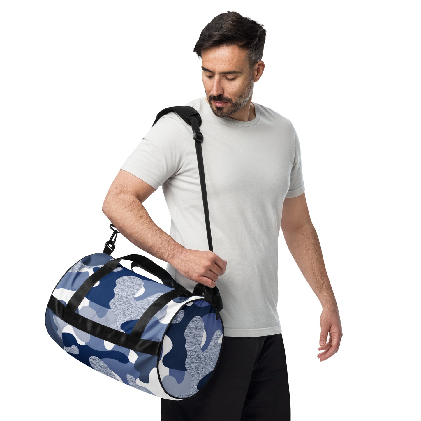 Blue Camo Print Gym Bag