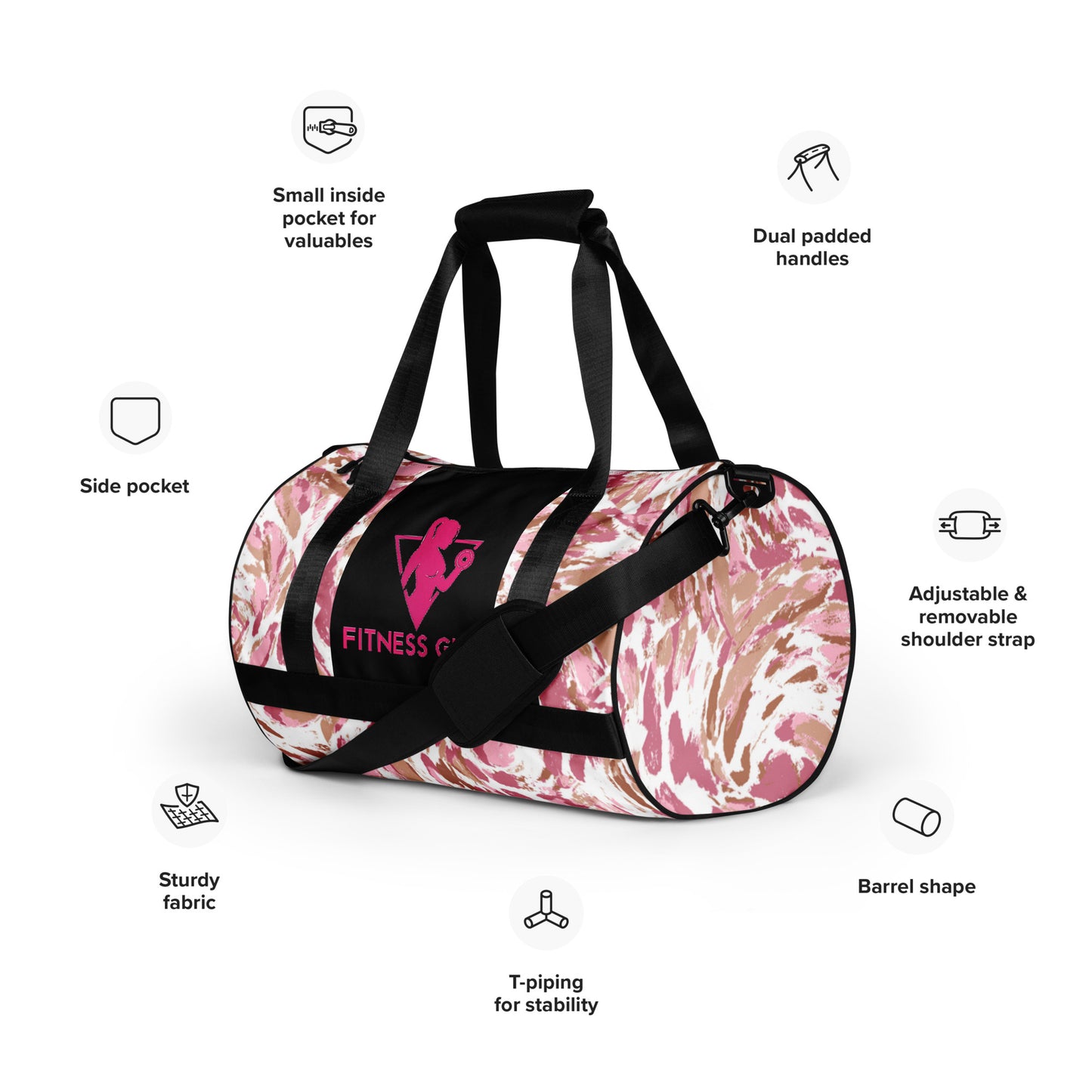 Black and Pink Fitness Girl Gym Bag