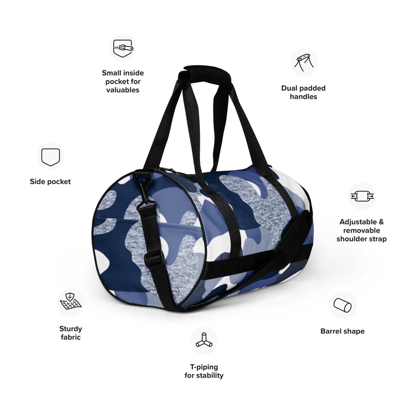 Blue Camo Print Gym Bag