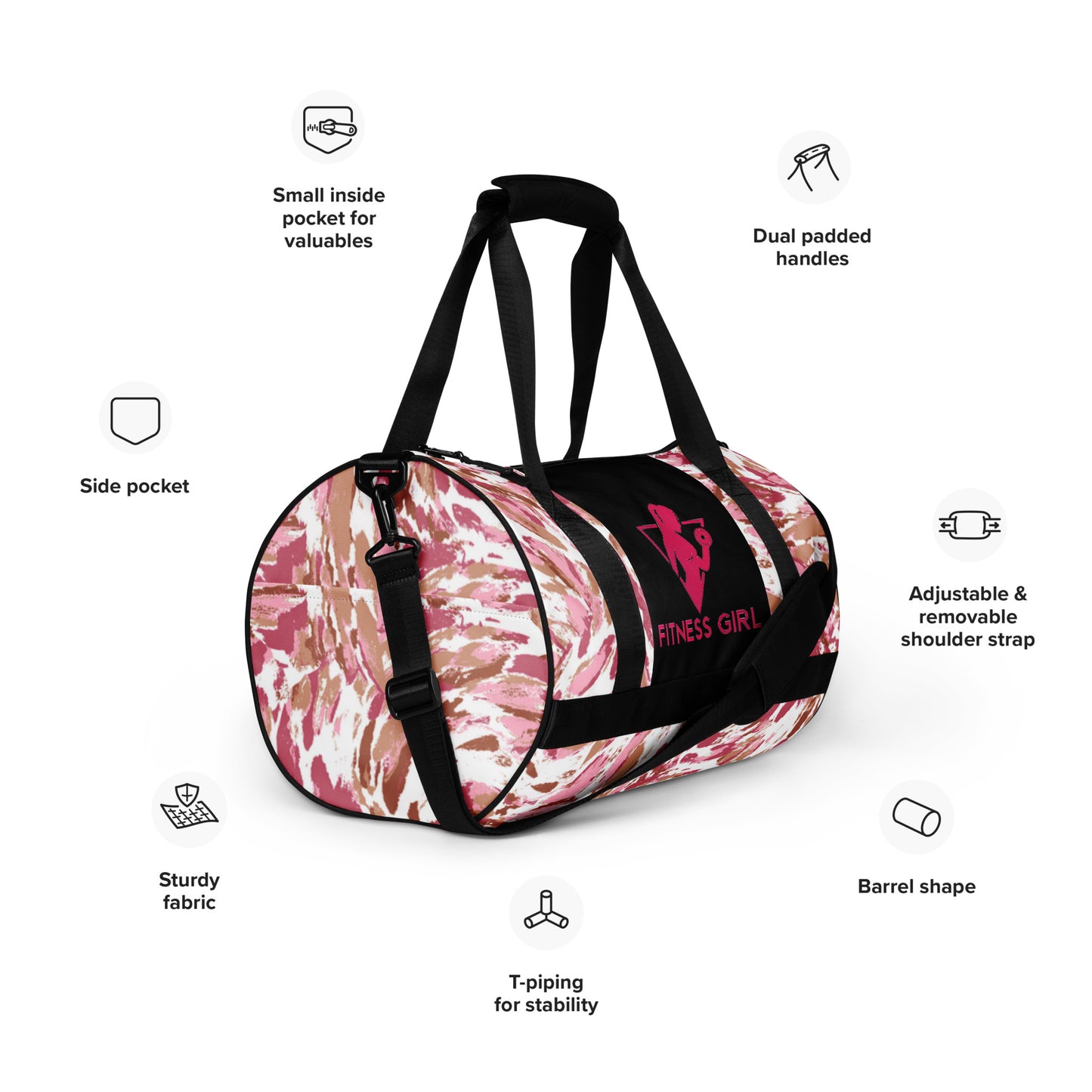 Black and Pink Fitness Girl Gym Bag