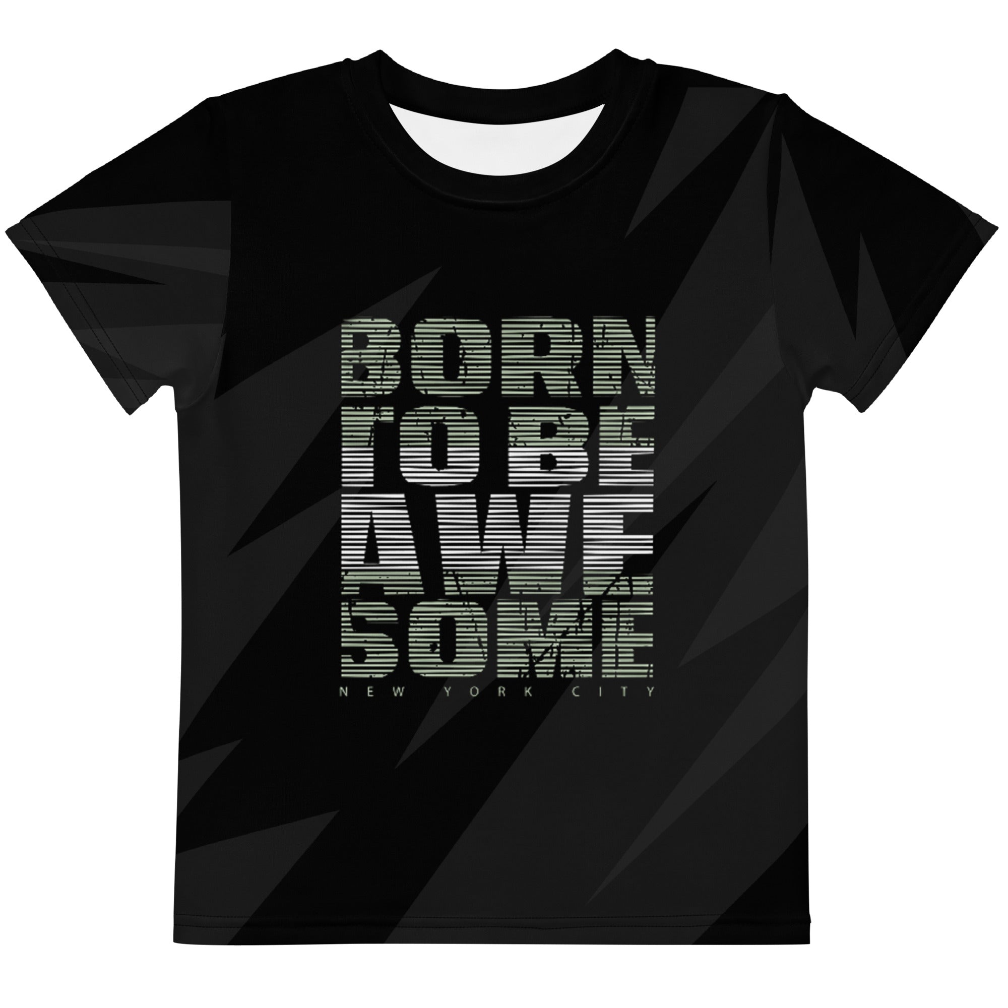 Born to be awesome Kids crew neck unisex t-shirt
