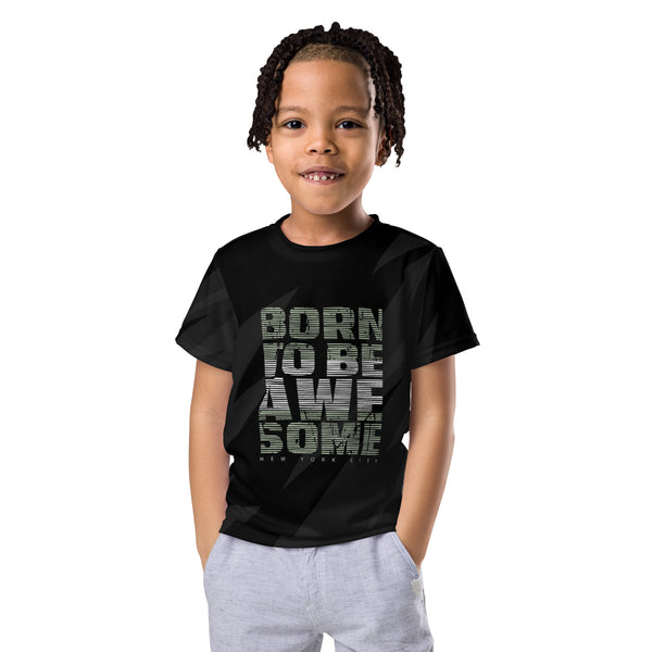 Born to be awesome Kids crew neck unisex t-shirt