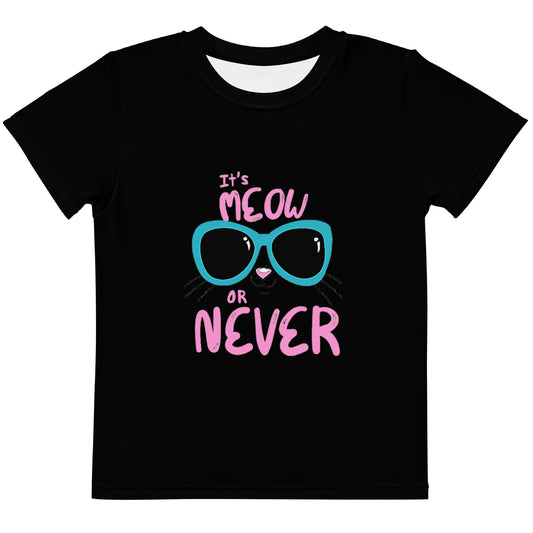 It's Meow or Never Kids crew neck t-shirt