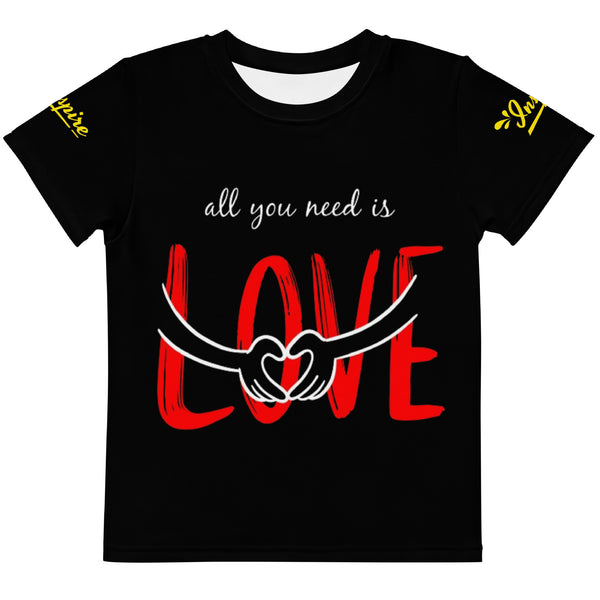 Black All You Need Is Love Kids crew neck t-shirt