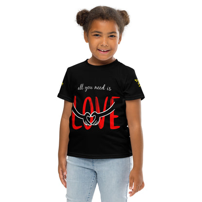 Black All You Need Is Love Kids crew neck t-shirt