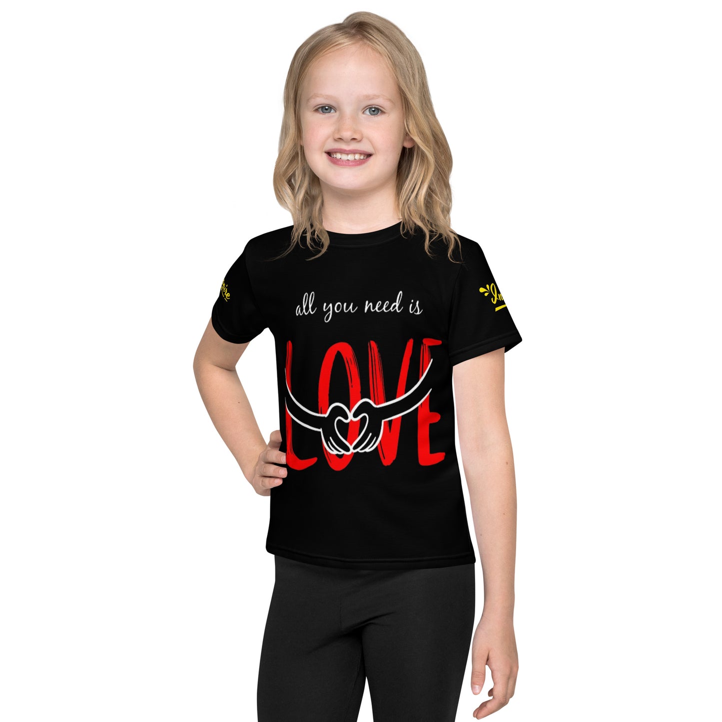 Black All You Need Is Love Kids crew neck t-shirt