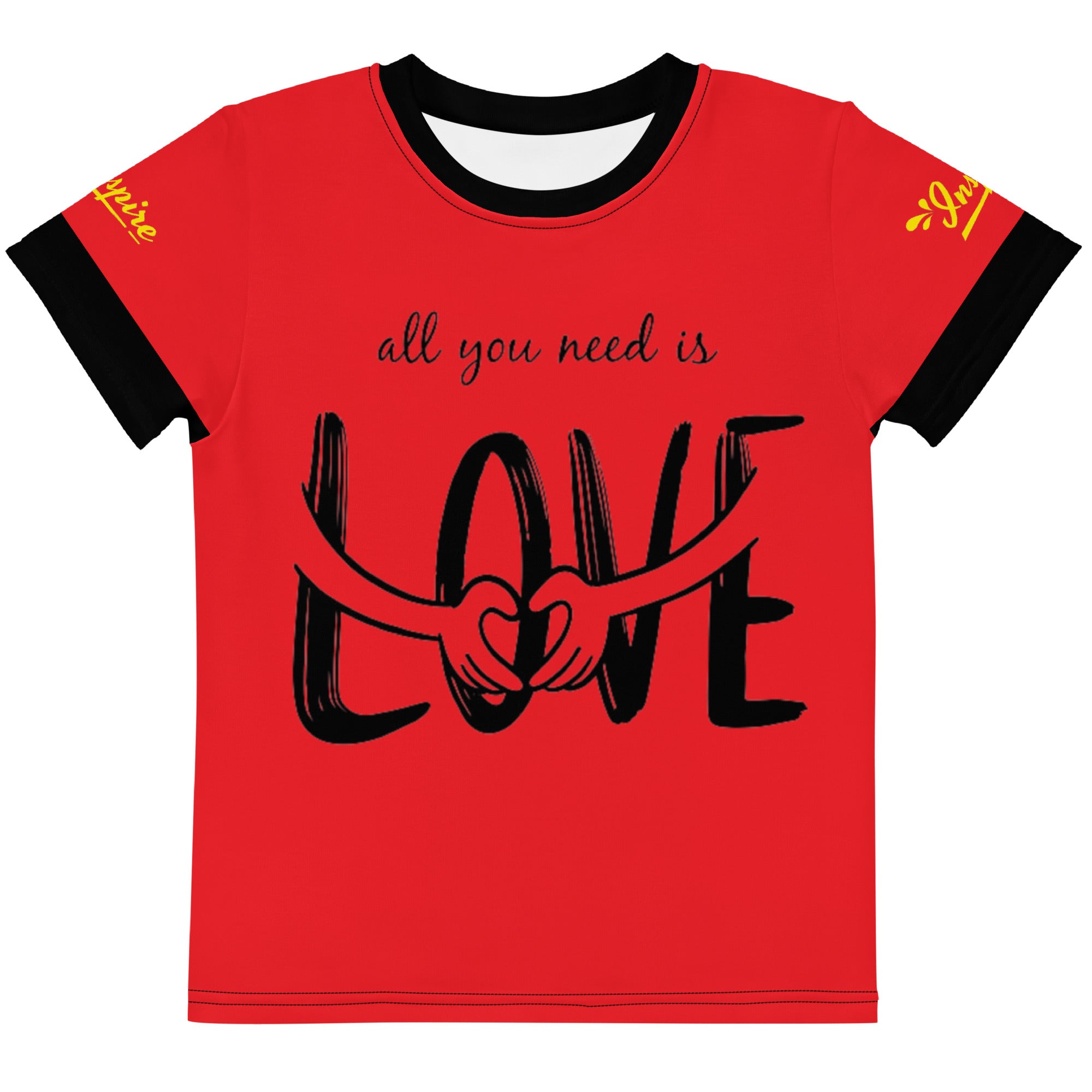 Red All You Need Is Love Kids crew neck t-shirt - Girls