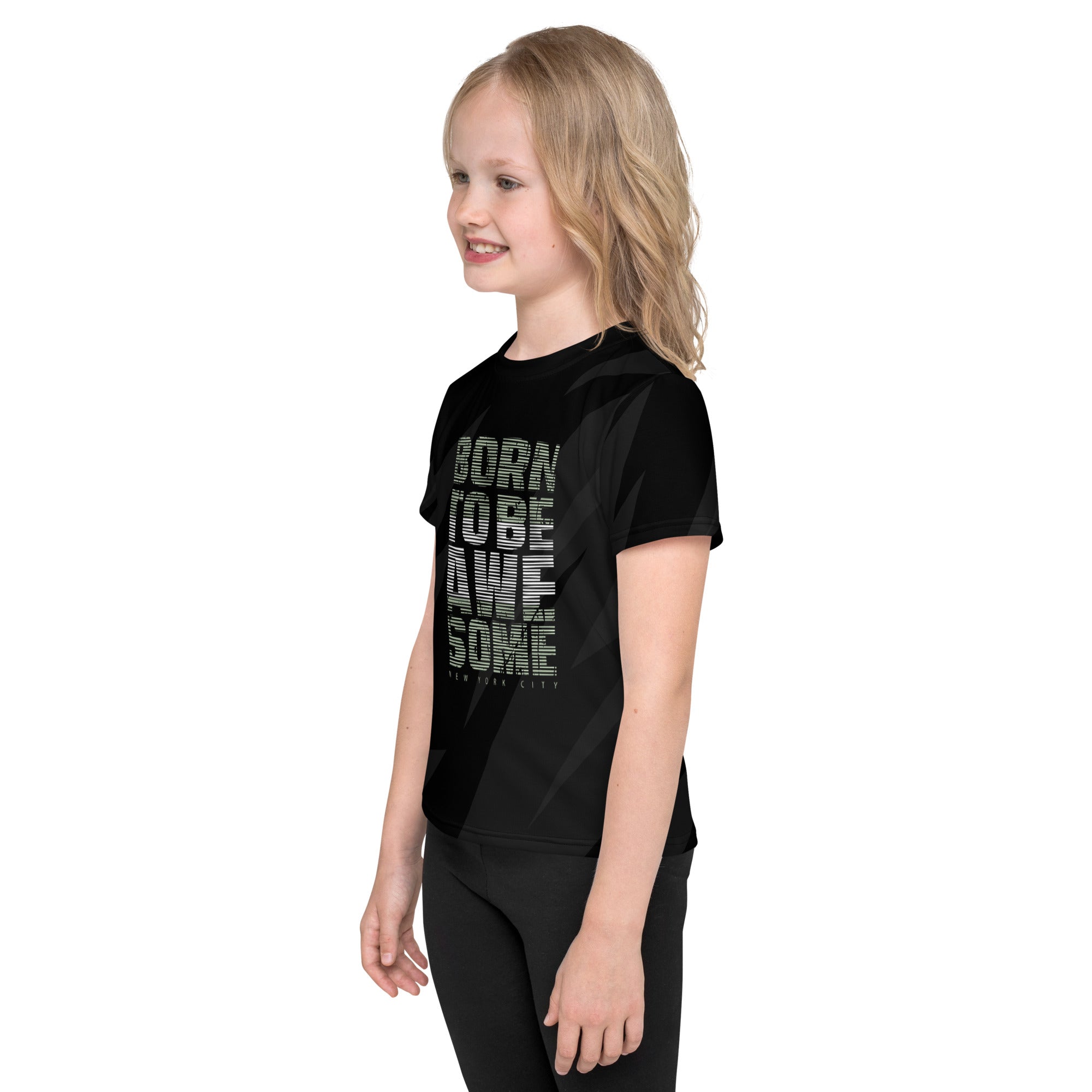 Born to be awesome Kids crew neck unisex t-shirt