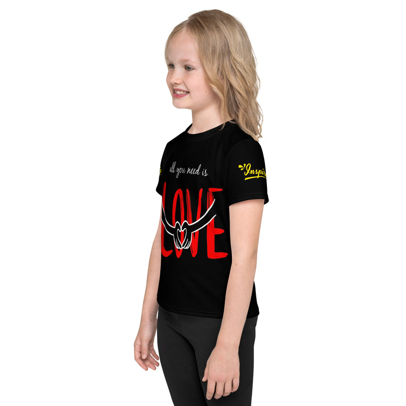 Black All You Need Is Love Kids crew neck t-shirt