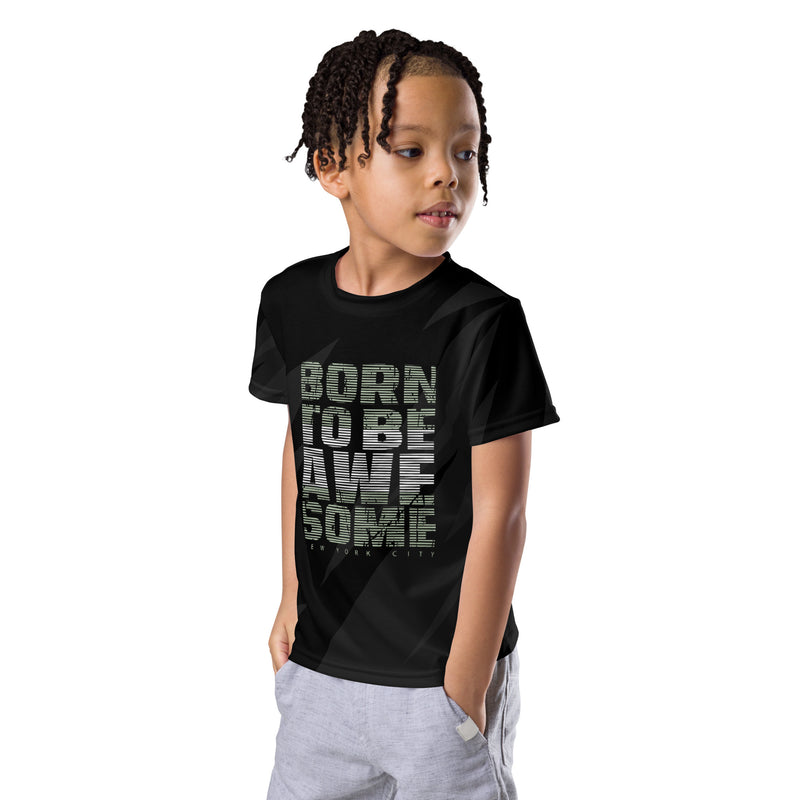 Born to be awesome Kids crew neck unisex t-shirt