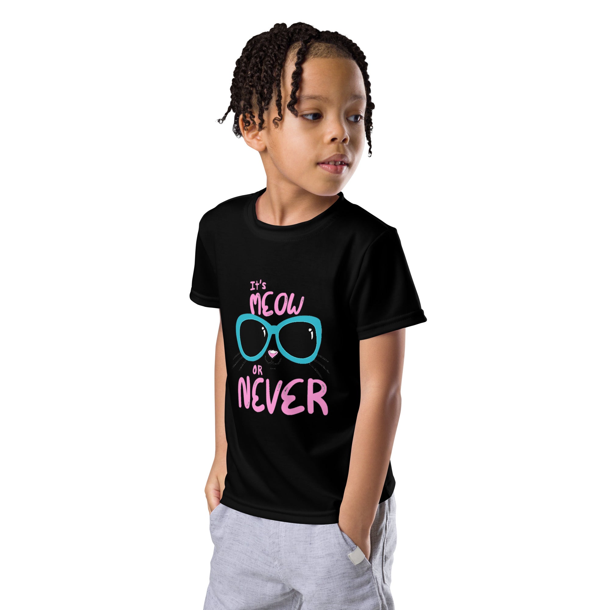 It's Meow or Never Kids crew neck t-shirt