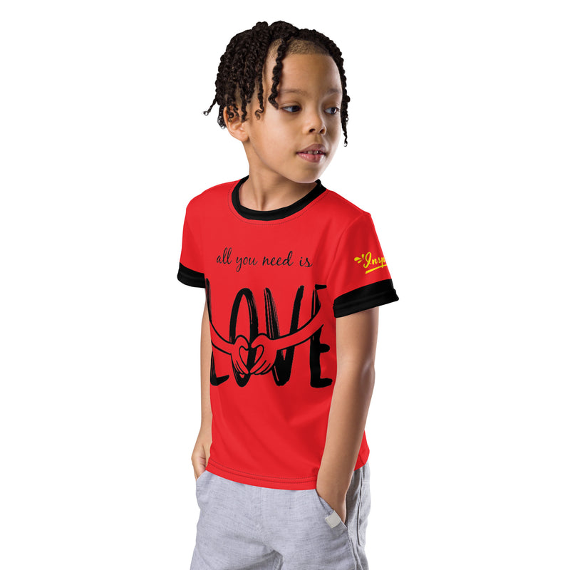 Red All You Need Is Love Kids crew neck t-shirt