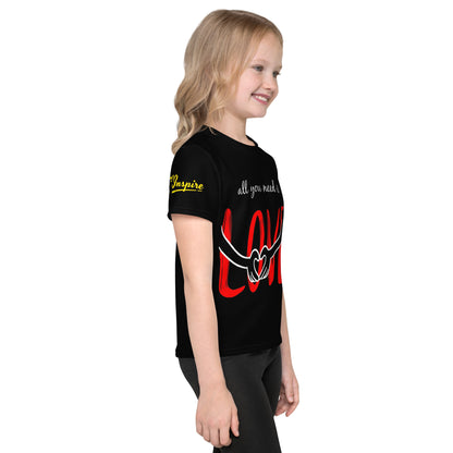 Black All You Need Is Love Kids crew neck t-shirt