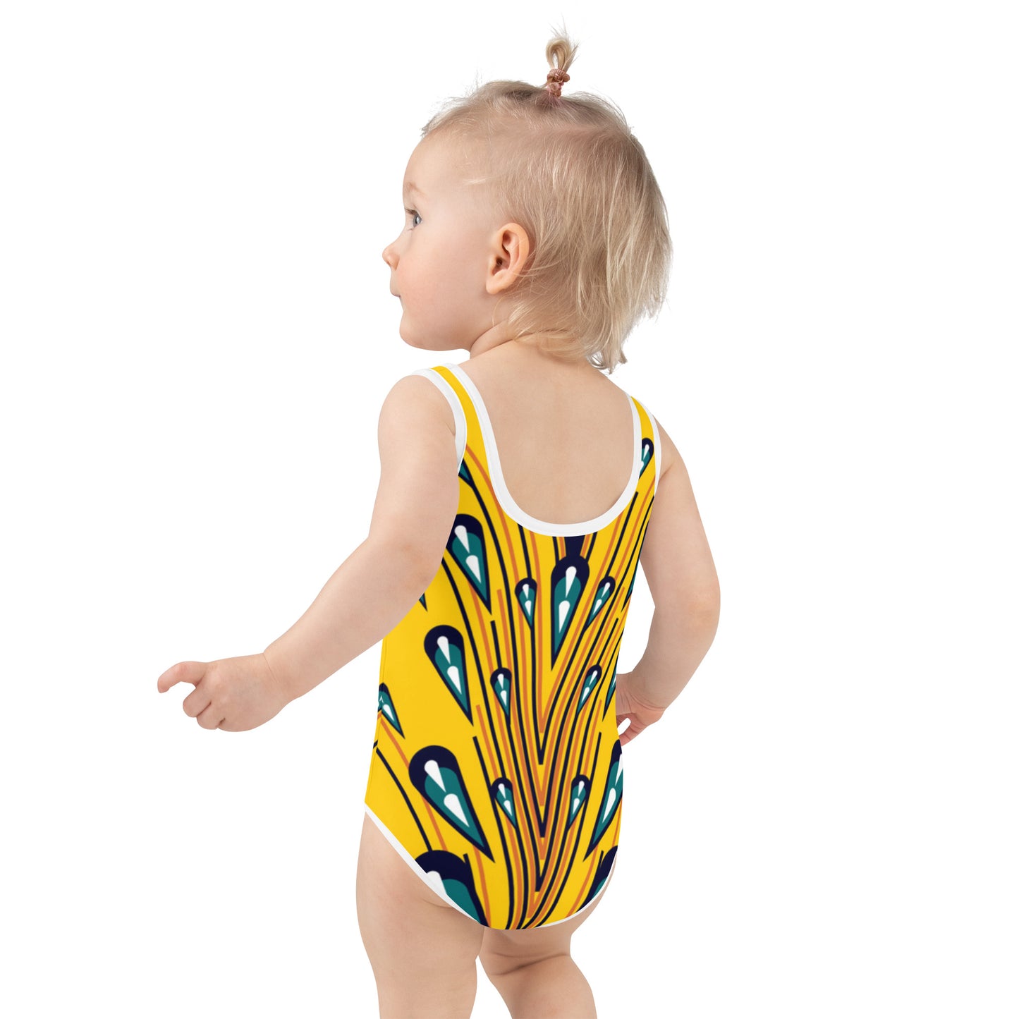 Colorful Geometric Print Kids Swimsuit