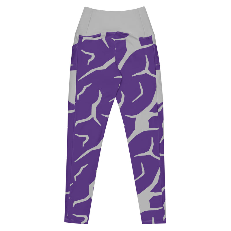Purple Print Fitness Girl Leggings with pockets