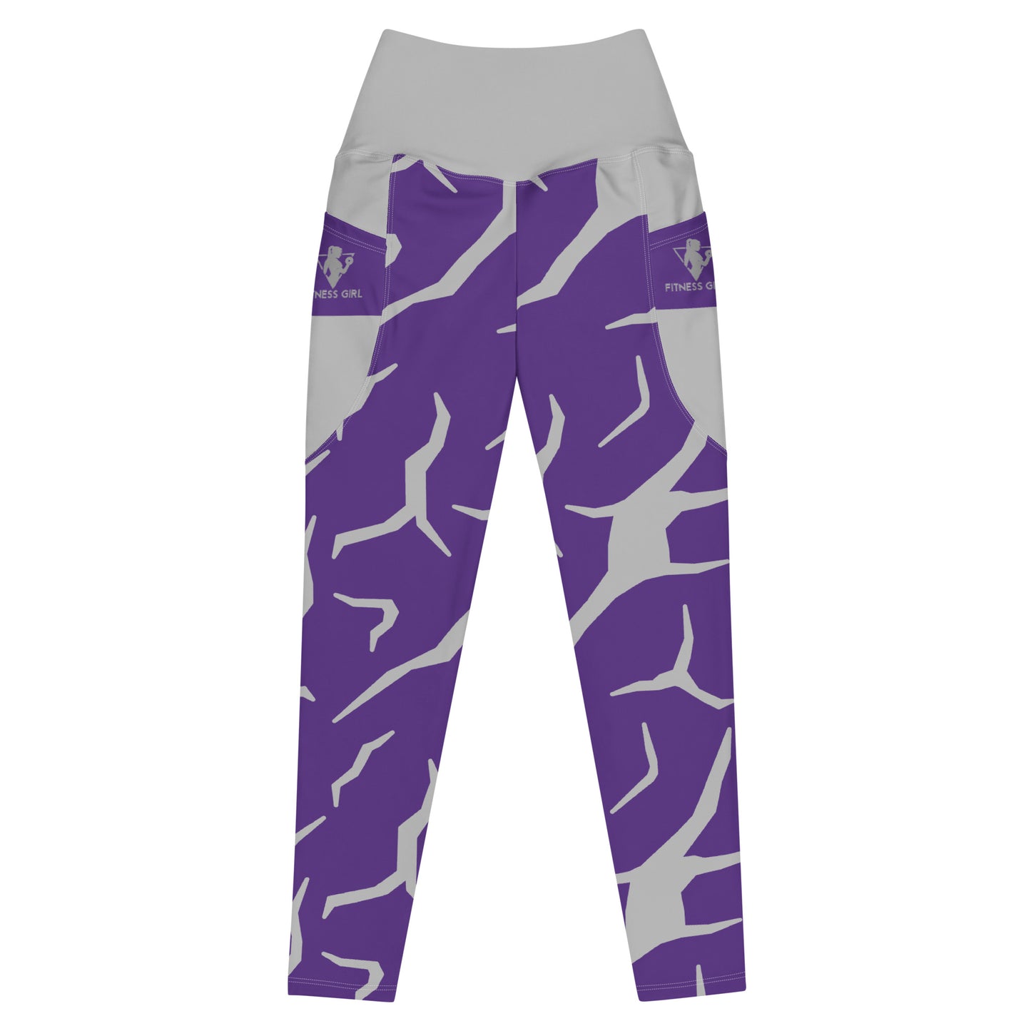 Purple Print Fitness Girl Leggings with pockets