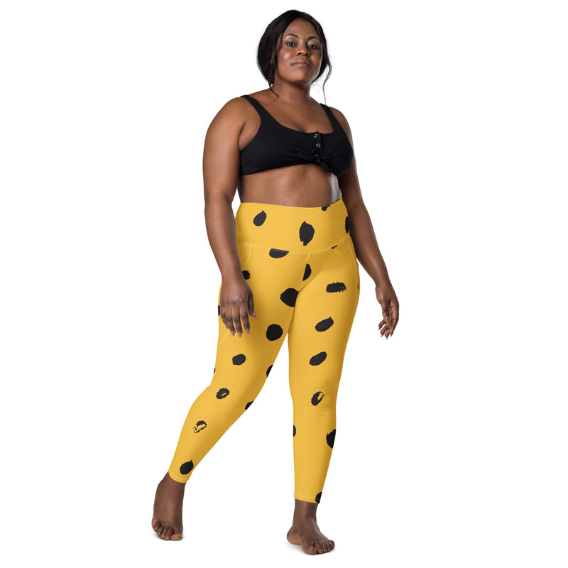 Fitness Girl Polka Dot Print Leggings with pockets