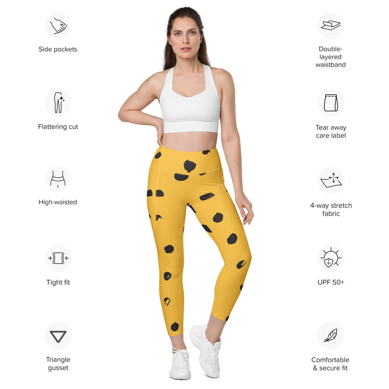 Fitness Girl Polka Dot Print Leggings with pockets