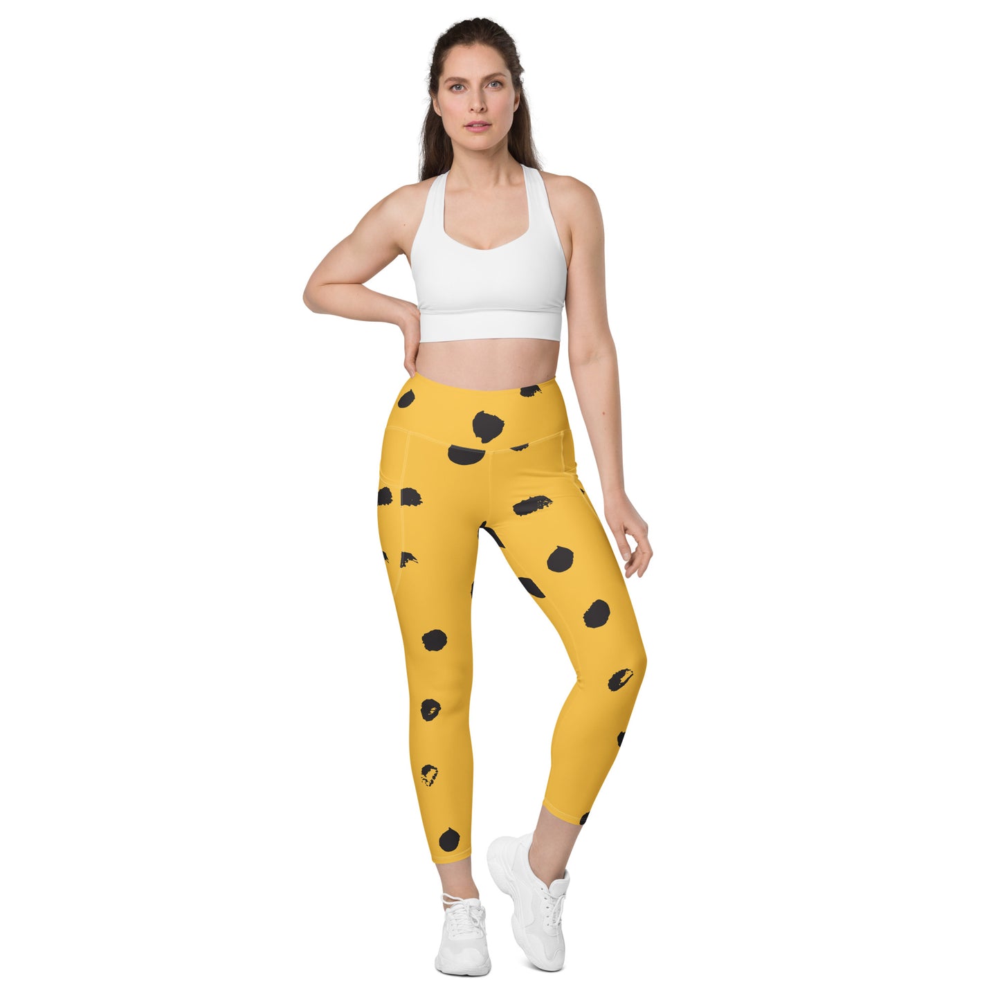 Fitness Girl Polka Dot Print Leggings with pockets