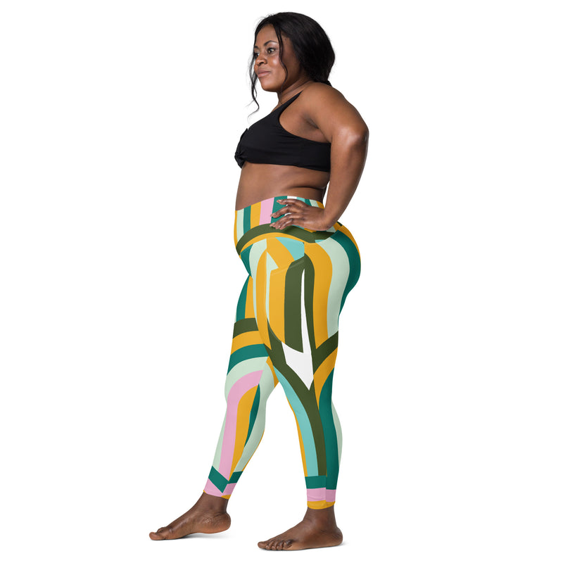Lined Colored Print Leggings with pockets