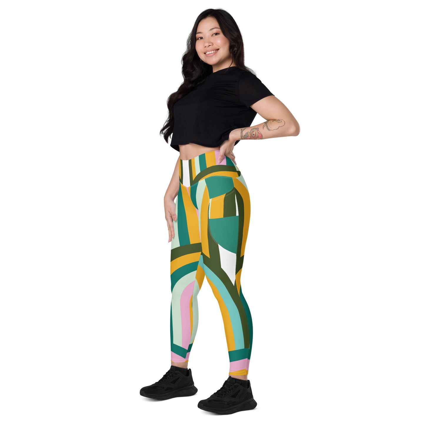 Lined Colored Print Leggings with pockets