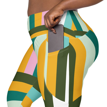 Lined Colored Print Leggings with pockets