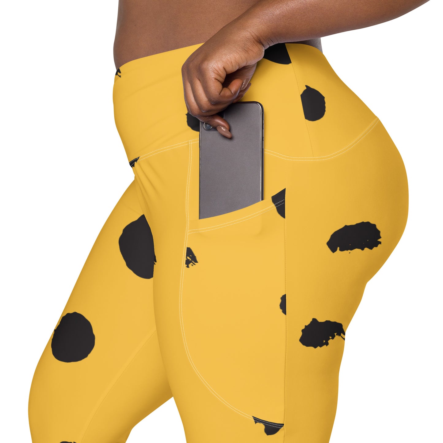 Fitness Girl Polka Dot Print Leggings with pockets