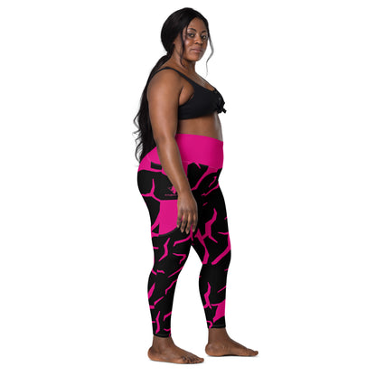 Pink Cracked Print Fitness Girl Leggings with pockets