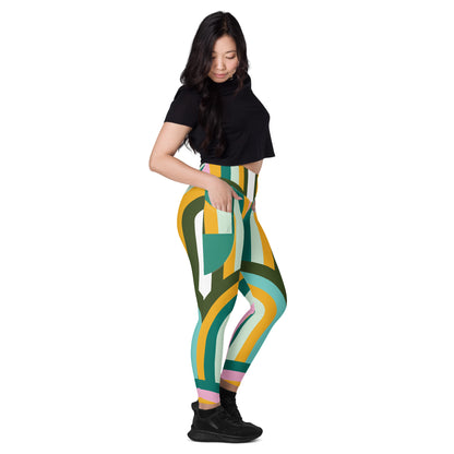 Lined Colored Print Leggings with pockets