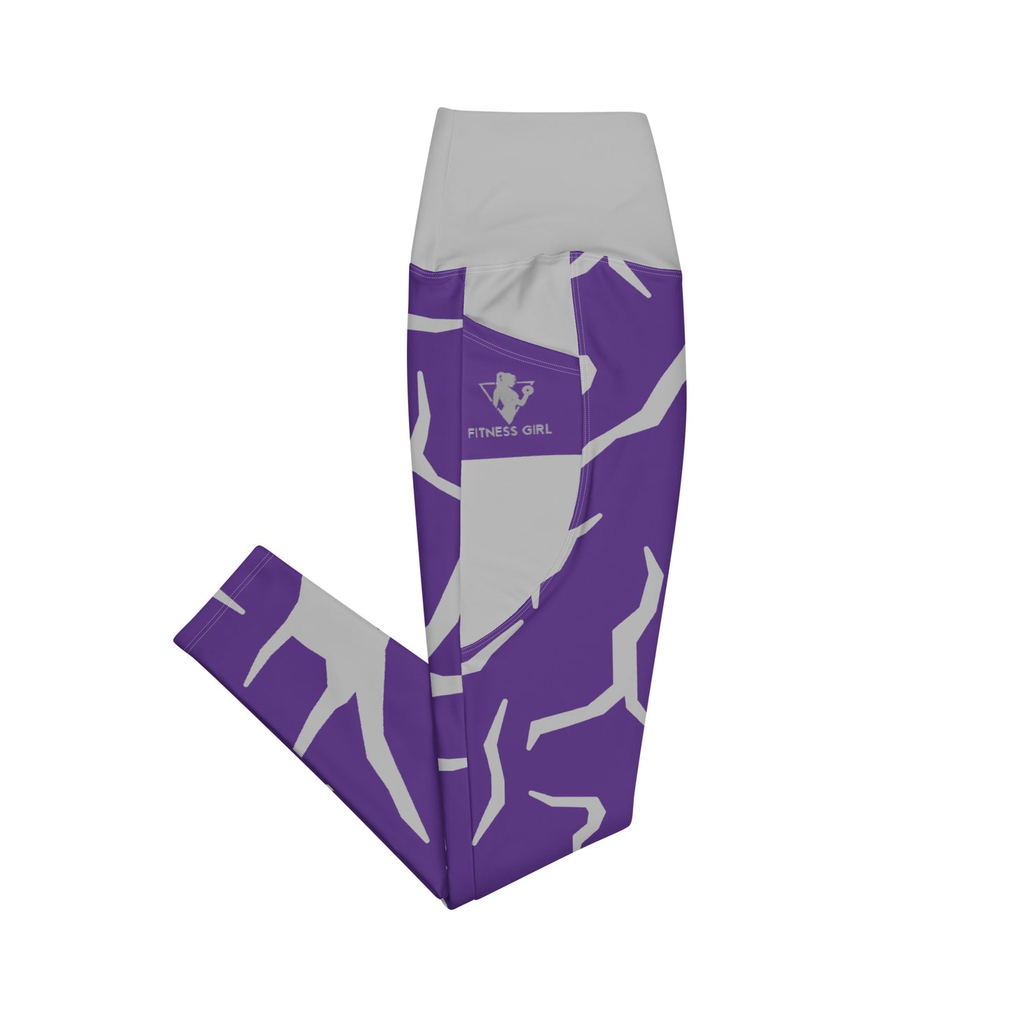 Purple Print Fitness Girl Leggings with pockets