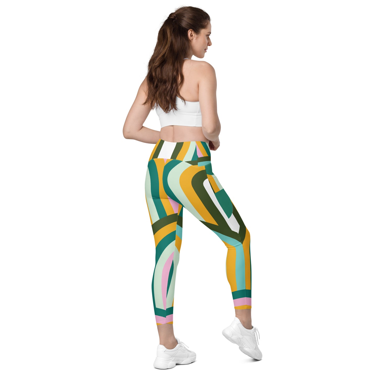 Lined Colored Print Leggings with pockets