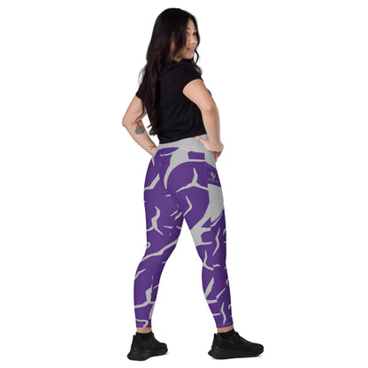 Purple Print Fitness Girl Leggings with pockets