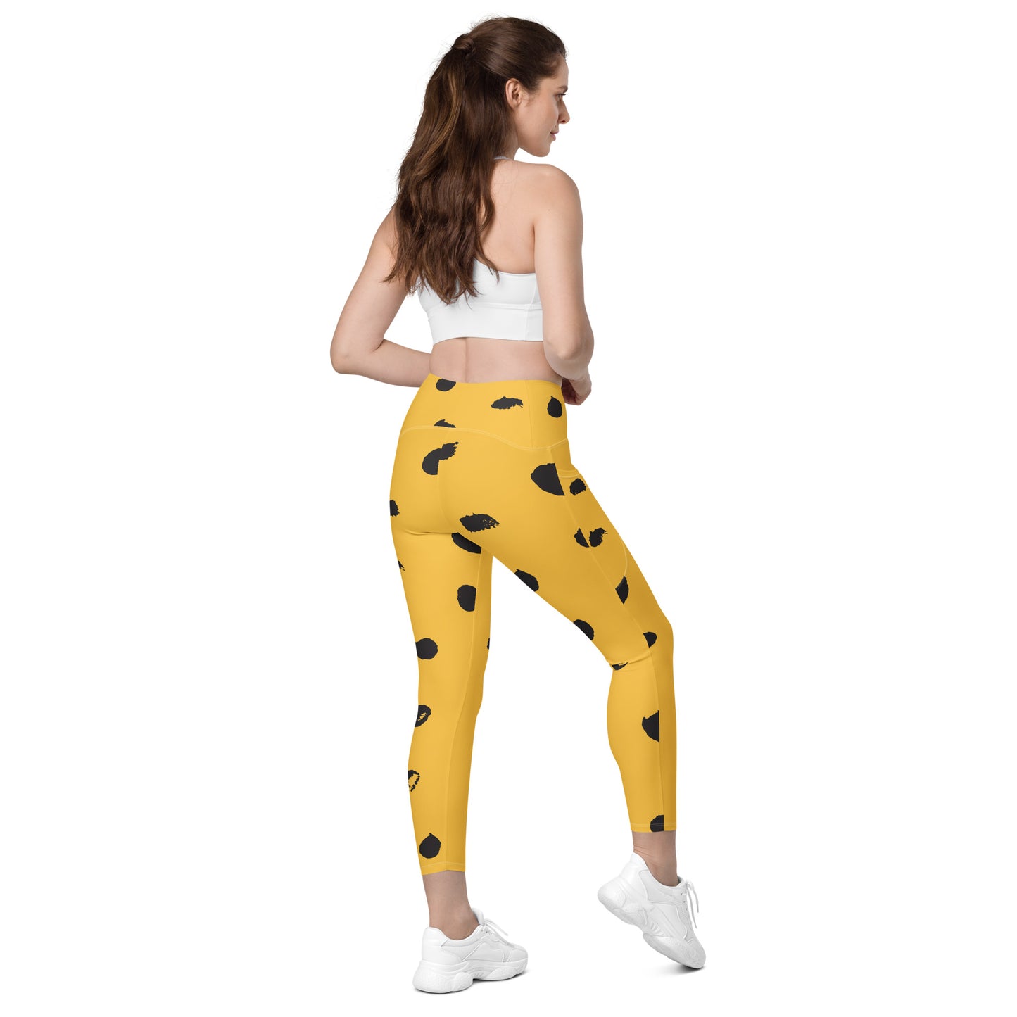 Fitness Girl Polka Dot Print Leggings with pockets