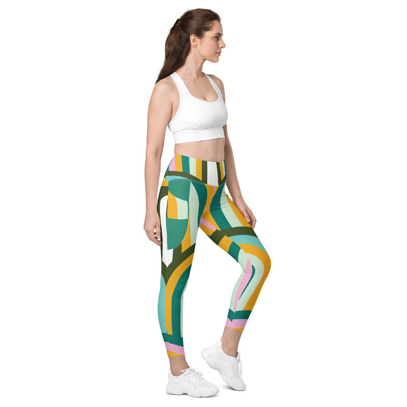 Lined Colored Print Leggings with pockets